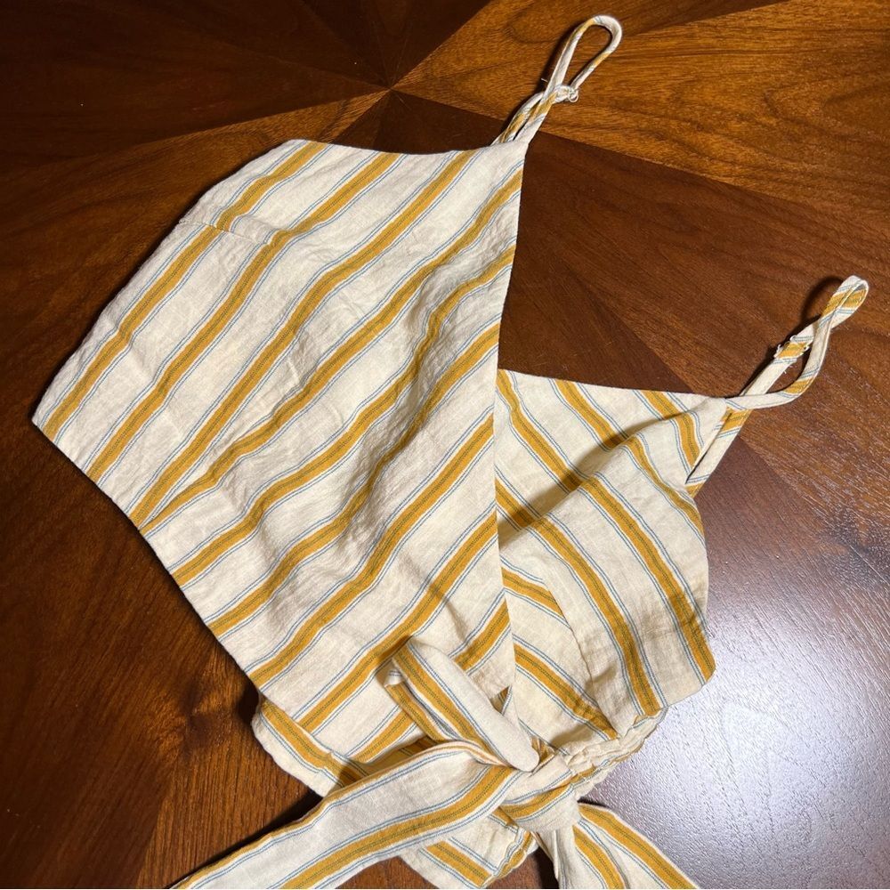 Lulu's Wrap Style Crop Top Stripes Small